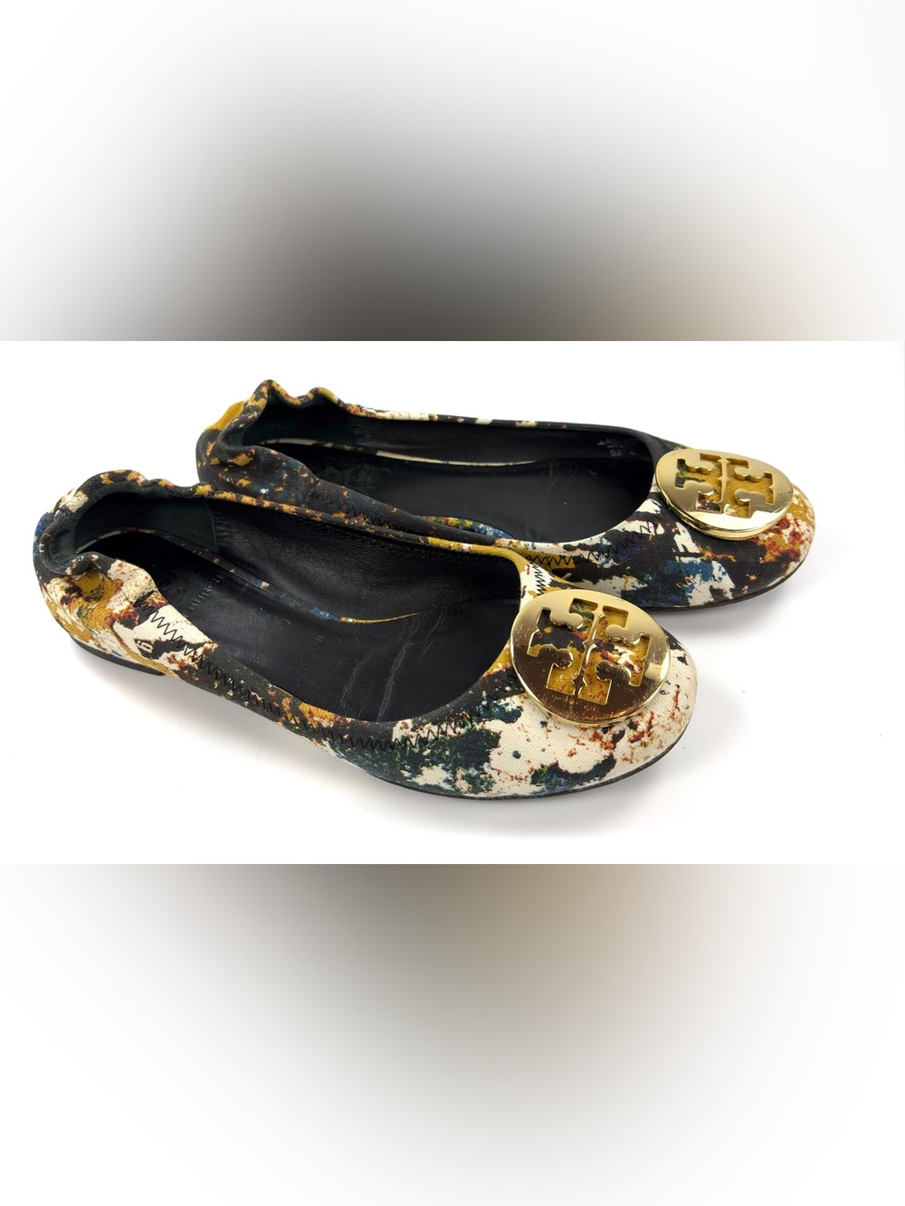 Tory Burch Reva Abstract Floral Ballet Flats 6.5